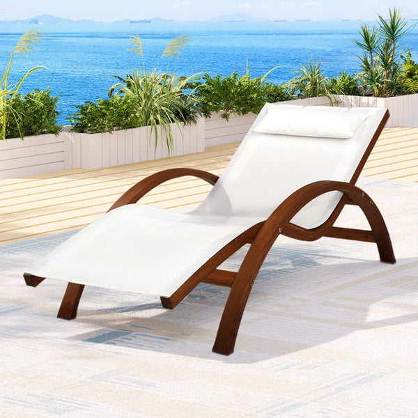 Gardeon Sun Lounge Outdoor Furniture Timber Armchair Wooden Stand Loungers