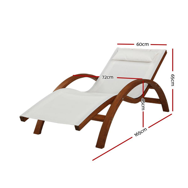 Gardeon Sun Lounge Outdoor Furniture Timber Armchair Wooden Stand Loungers