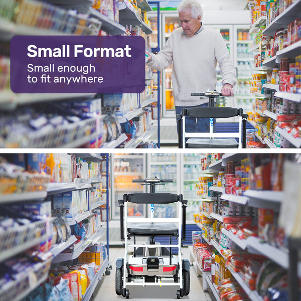 Equipmed Ultra Lightweight Folding Electric Mobility Scooter 17Kg With Battery Removed 120Kg Capacity Long Range Brushless Motor Portable Mobility Sco