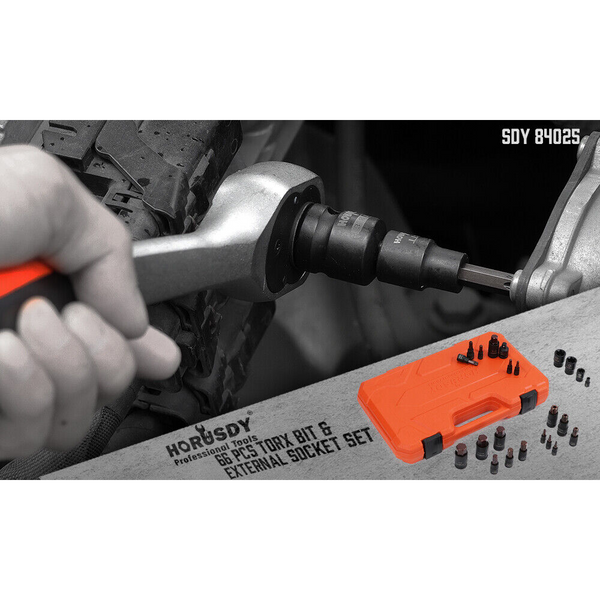 Horusdy 66Pcs Torx Bit Socket Female External Set Impact Adapter Sockets & Socket Sets