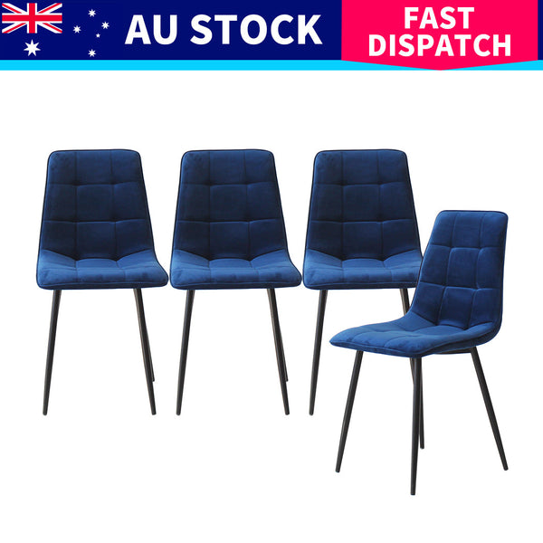 Levede 4X Kitchen Velvet Blue Dining Chairs