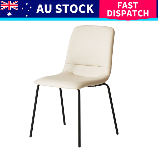 Levede Stackable Kitchen Beige Set Of 8 Dining Chairs