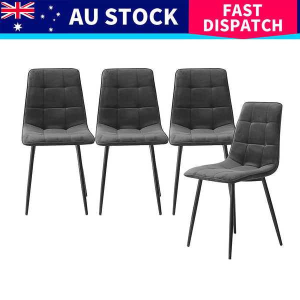 Levede 8X Kitchen Velvet Grey Dining Chairs