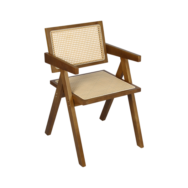 Levede 8X Walnut Wicker Armchair Dining Chair Dining Chairs