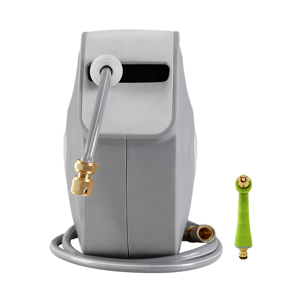 Water Hose Reel 30M Retractable Garden Auto Rewind Brass Spray Gun Hose Reels & Storage