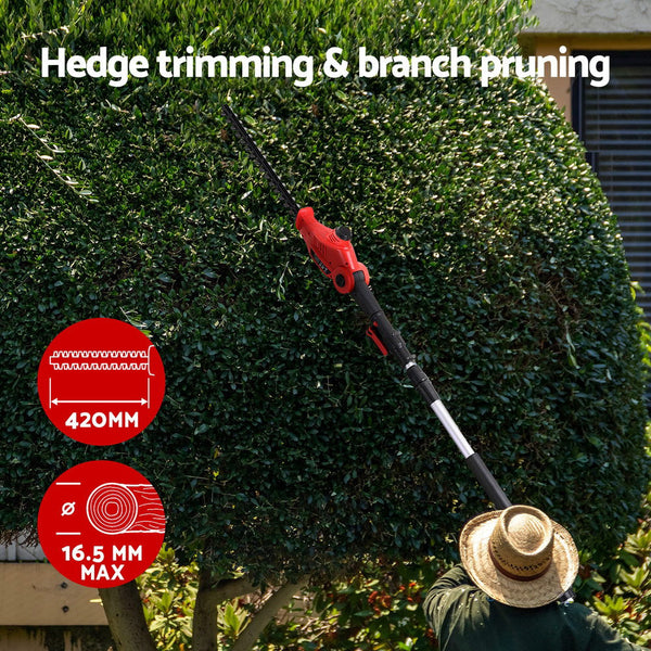 Giantz Cordless Pole Hedge Trimmer Garden Pruner Electric Cutter Hedge Trimmers