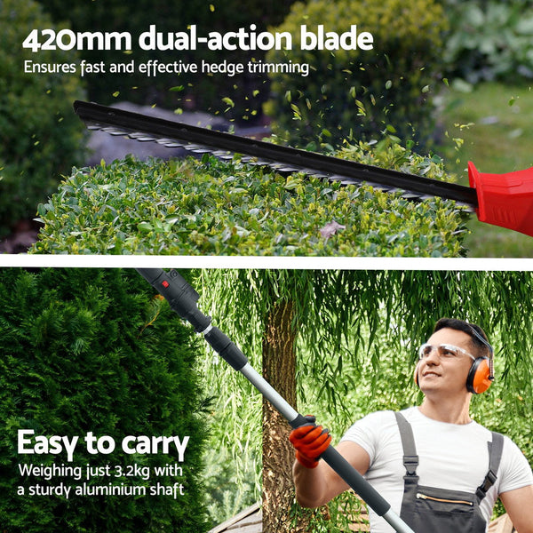 Giantz Cordless Pole Hedge Trimmer Garden Pruner Electric Cutter Hedge Trimmers
