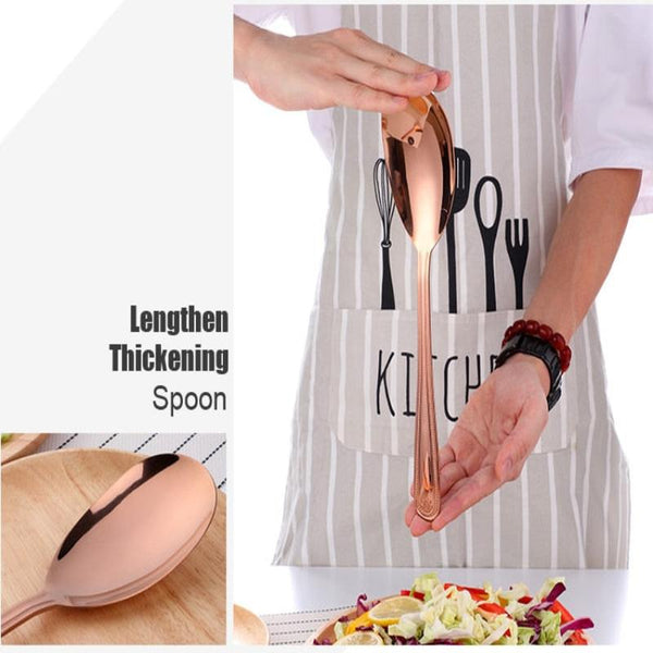 Rose Gold Stainless Steel Giant Salad Spoon And Fork Set Kitchenware Serving Utensils & Sets