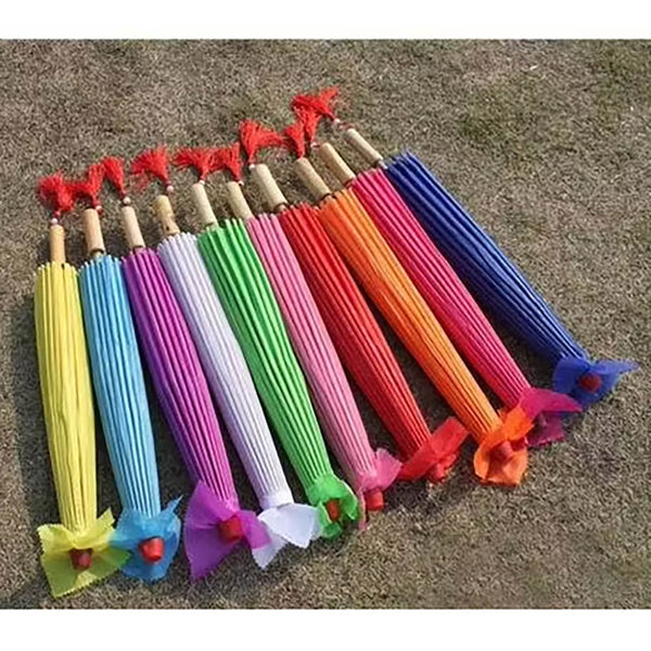 Chinese Colored Fabric Umbrella White Pink Parasols Traditional Dance Japanese Silk Props Umbrellas