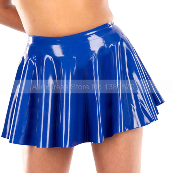 Blue Latex Rubber Mini Skirt Women Club Wear Handmade Dress Size 4Xl Skirts