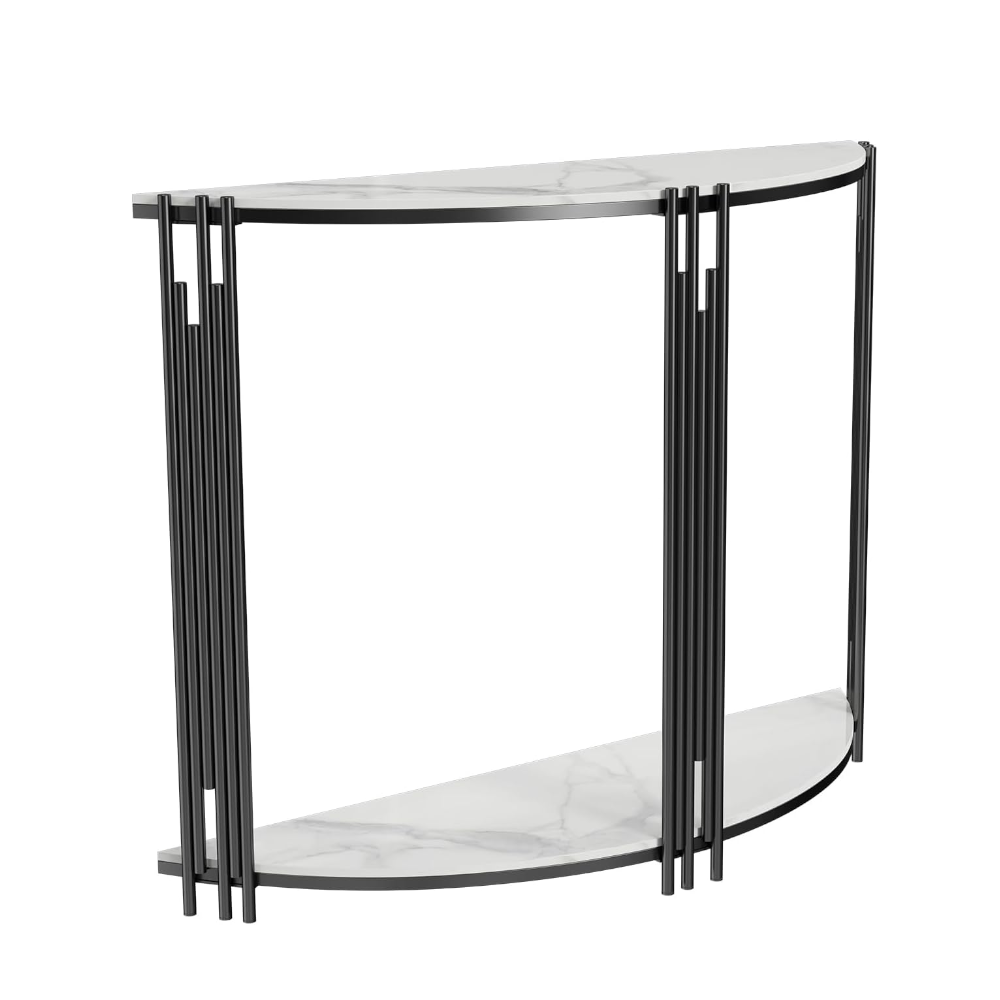 Half Moon Tiered Real Marble Entry Console Table Hallway Entryway Furniture Tables