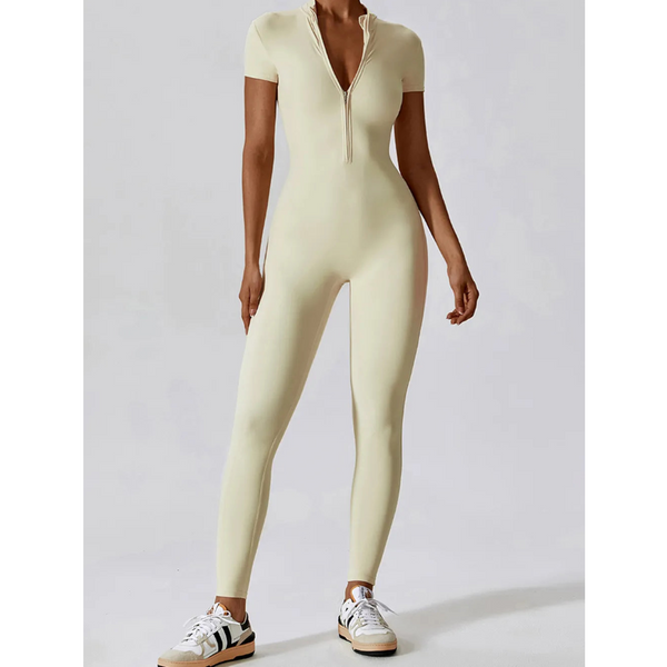 Half Zip Short Sleeve Active Jumpsuit Jumpsuits Rompers & Playsuits