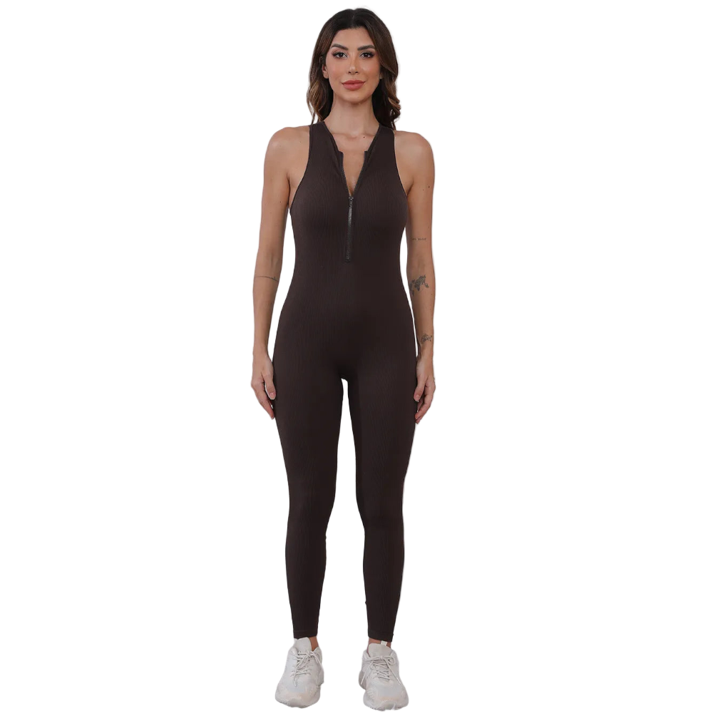 Half Zip Wide Strap Active Jumpsuit Jumpsuits Rompers & Playsuits