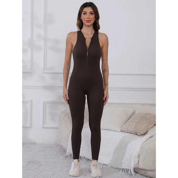 Half Zip Wide Strap Active Jumpsuit Jumpsuits Rompers & Playsuits