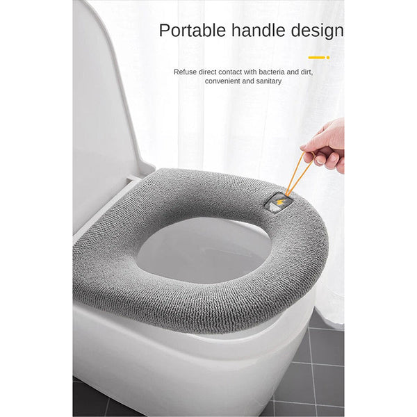 Toilet Seat Cover Gray Washable Soft Mat Pad Cushion Bidet Accessories O Shape Bath Mats Rugs & Toilet Covers