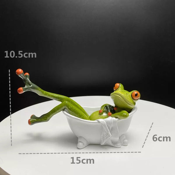 Figurine Nordic Bathtub Frog Resin Sculpture For Living Room Decoration Sculptures & Figurines