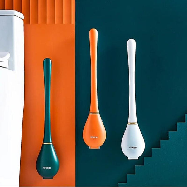 Toilet Brush White Silicone Wall Mounted Soft Bristles Bathroom Accessories Set Toilet Brushes & Holders