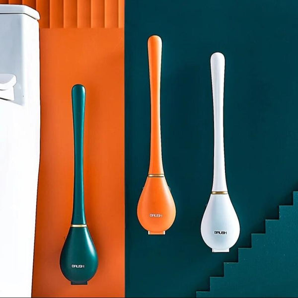 Toilet Brush Orange Silicone Wall Mounted Soft Bristles Brushes Set Bathroom Accessories Toilet Brushes & Holders