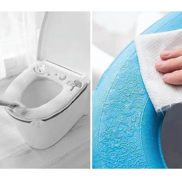 Toilet Seat Cover Blue Love Pattern Washable Mat Bathroom Accessories Bath Mats Rugs & Toilet Covers