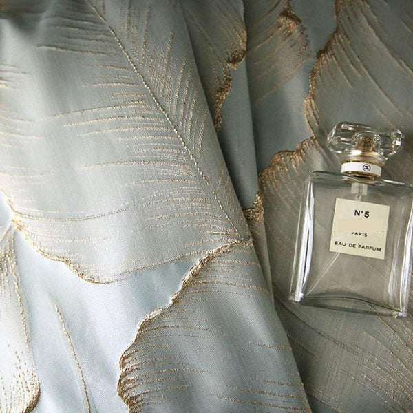 Curtain Blue 500 Centimetre X 250 3D Leaves Luxury Blackout Curtains & Drapes