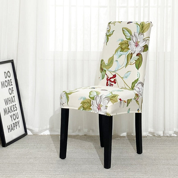 Chair Cover Floral Design Elastic Material For Dining Room Kitchen Slipcovers