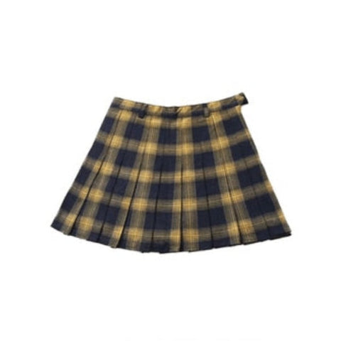 Spring Autumn Harajuku Women Fashion Cute Yellow Black Pleated Punk Style High Waist Female Mini Short Skirts