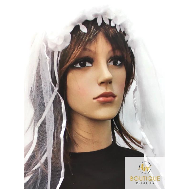 Br Costumes Hen's Party Veil Headband White Bride To Be Flowers Bridal Shower Bachelorette Hats