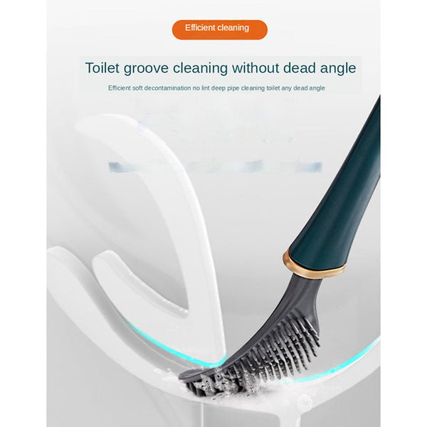 Toilet Brush Green Silicone Wall Mounted Soft Bristles Bathroom Cleaning Tool Toilet Brushes & Holders
