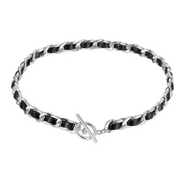Hip Hop Design Neck Chain Titanium Steel Plated 18K Real Gold Leather Rope Necklace Necklaces & Pendants