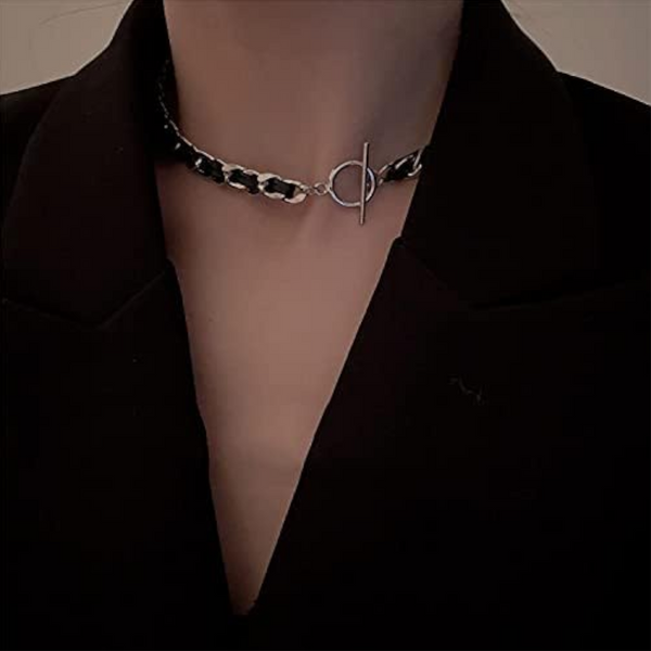 Hip Hop Design Neck Chain Titanium Steel Plated 18K Real Gold Leather Rope Necklace Necklaces & Pendants