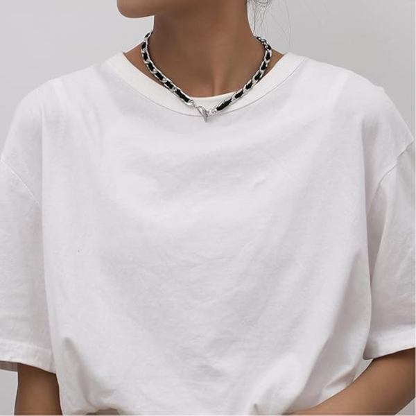 Hip Hop Design Neck Chain Titanium Steel Plated 18K Real Gold Leather Rope Necklace Necklaces & Pendants