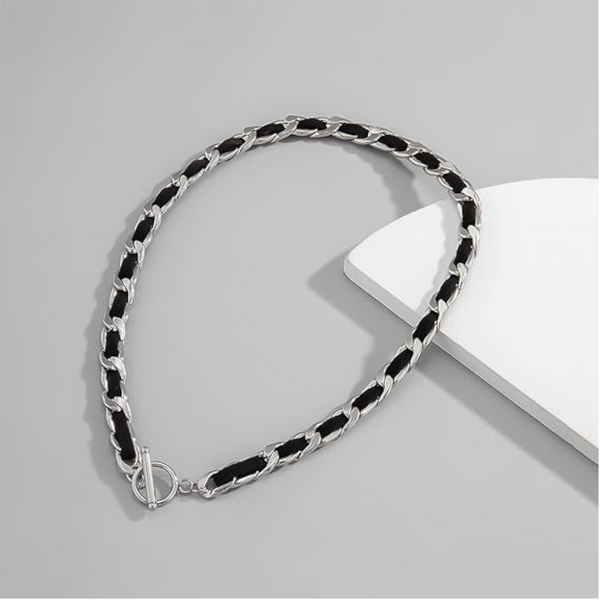 Hip Hop Design Neck Chain Titanium Steel Plated 18K Real Gold Leather Rope Necklace Necklaces & Pendants
