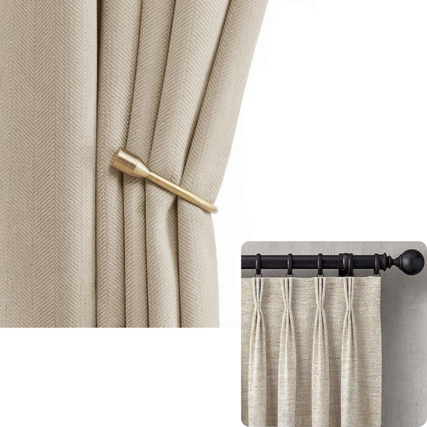 Curtain Beige 200 Centimetre X 250 Thick Chenille Luxury Blackout Curtains Curtains & Drapes