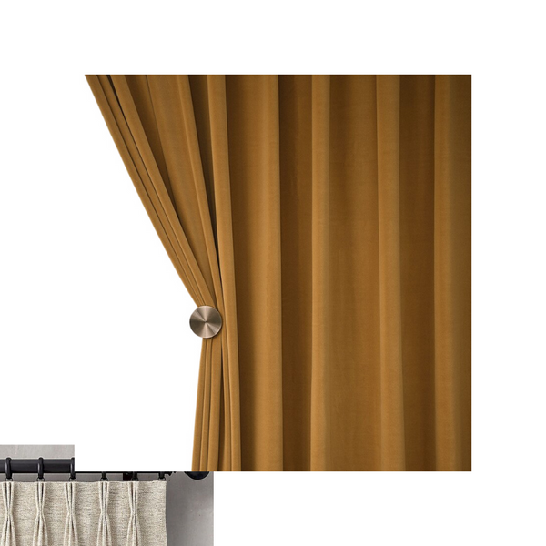 150 Centimetre Mustard High Quality Modern Velvet Blackout Curtains Living Room Bedroom Dining Curtains & Drapes