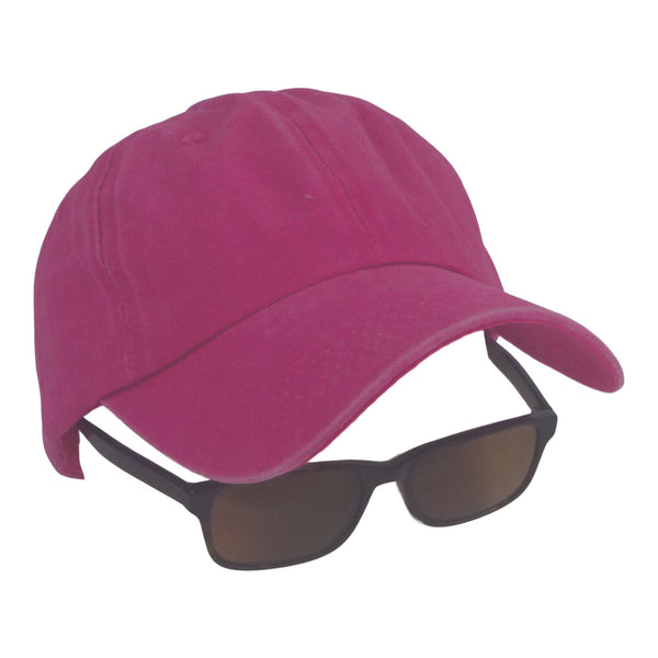 Bstc 6 Panel Baseball Cap Distressed Cotton Hot Pink Hats & Headwear
