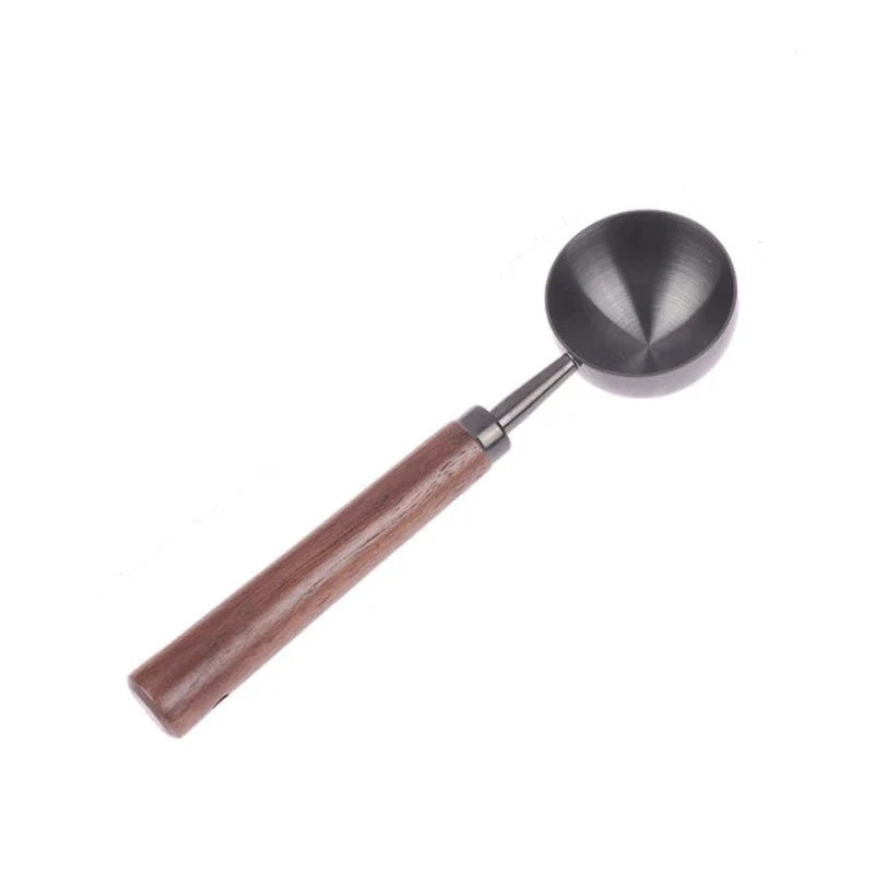 Household Walnut Handle Coffee Spoon Long Short Stainless Steel Baking Tools Spoons