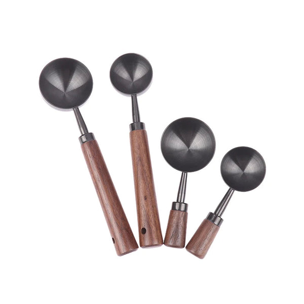 Household Walnut Handle Coffee Spoon Long Short Stainless Steel Baking Tools Spoons