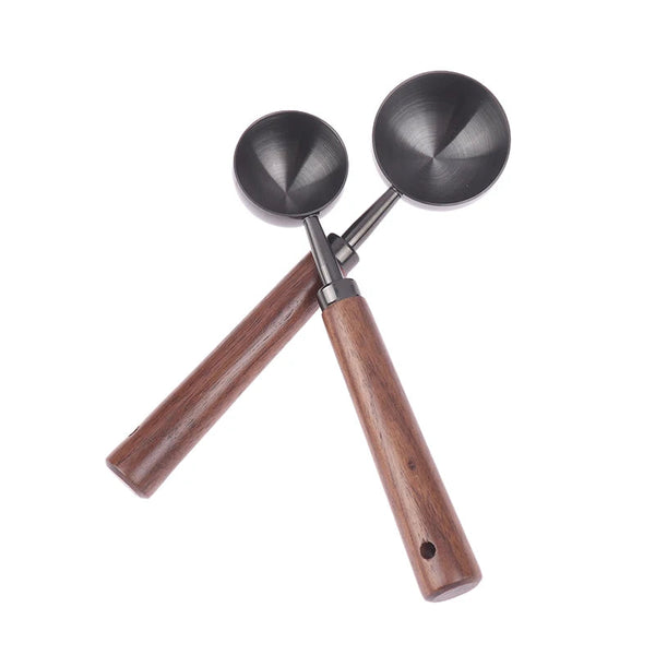 Household Walnut Handle Coffee Spoon Long Short Stainless Steel Baking Tools Spoons