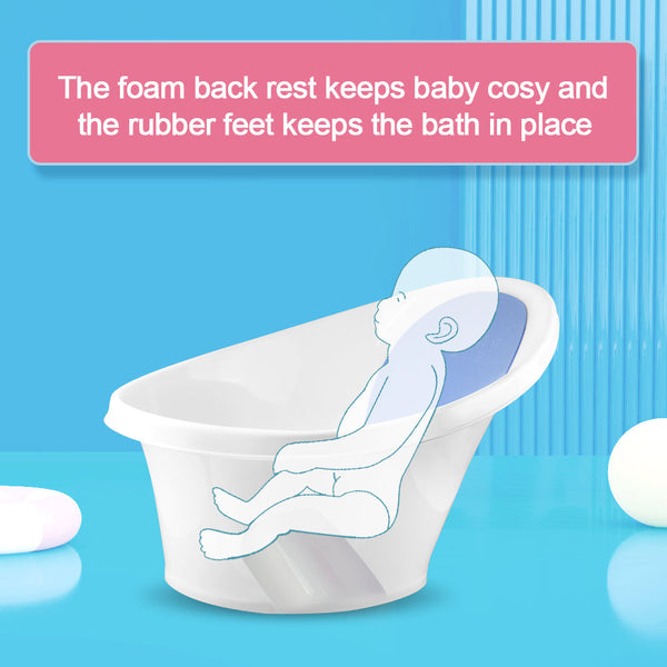 Blue Baby Bath With Backrest & Bum Bump Support Bath Tubs