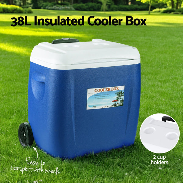 Glacio 38L Ice Cooler Box With Wheels Camping Fridge Ice Chests & Coolers