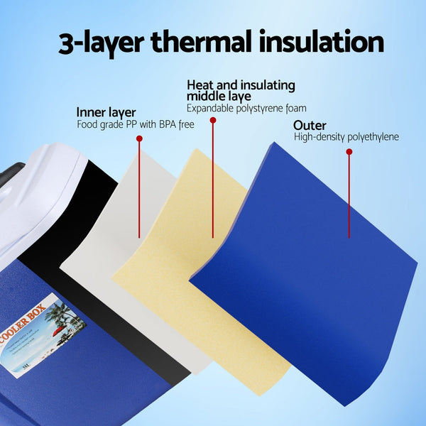 Glacio 38L Ice Cooler Box With Wheels Camping Fridge Ice Chests & Coolers