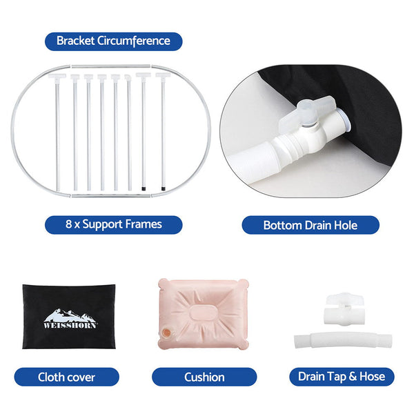 Weisshorn Ice Bath Tub 120X70x70cm Inflatable Cold Water Folding Bathtub Spa Massage Baths