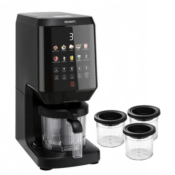 Devanti 10 In Ice Cream Maker: Gelato Sorbet Fro Yo & More (800W Black) Ice Cream & Frozen Yoghurt Makers