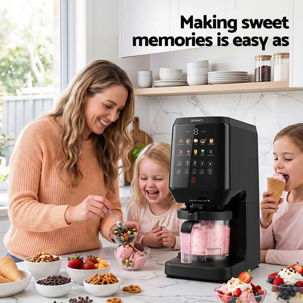 Devanti 10 In Ice Cream Maker: Gelato Sorbet Fro Yo & More (800W Black) Ice Cream & Frozen Yoghurt Makers