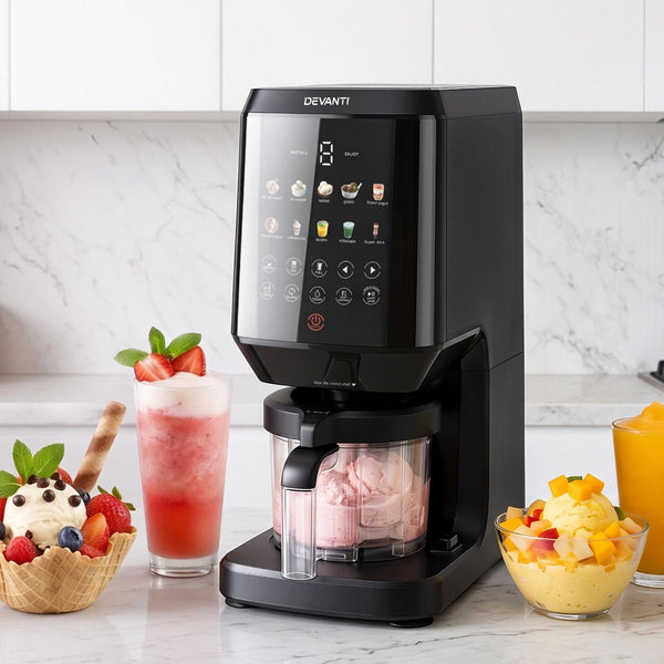 Devanti 10 In Ice Cream Maker: Gelato Sorbet Fro Yo & More (800W Black) Ice Cream & Frozen Yoghurt Makers
