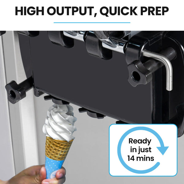 Polycool Benchtop Soft Serve Ice Cream Machine 3 Flavours 2+Twist Frozen Yoghurt Acai Maker Twin Cylinder Counter Top Design 15A Plug Ice Cream & Froz