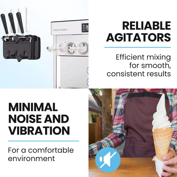 Polycool Benchtop Soft Serve Ice Cream Machine 3 Flavours 2+Twist Frozen Yoghurt Acai Maker Twin Cylinder Counter Top Design 15A Plug Ice Cream & Froz