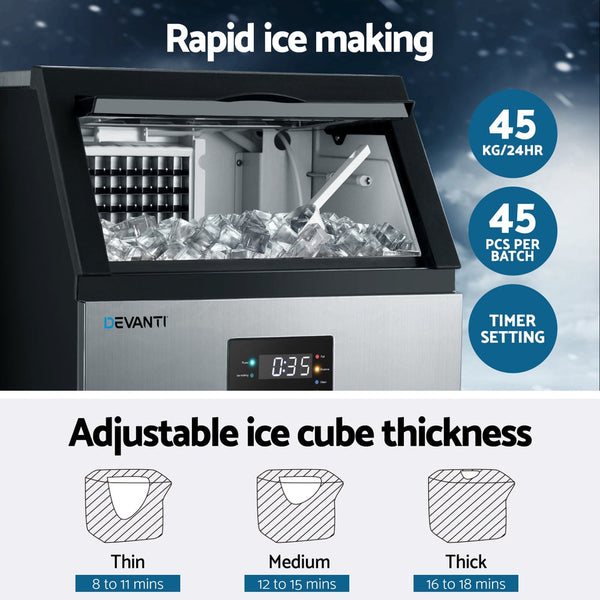 Devanti 45Kg Commercial Ice Maker Machine For Appliances Countertop Ice Makers