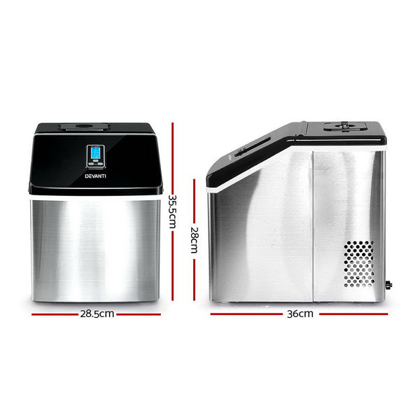 Devanti 18Kg Ice Maker Machine Stainless Steel Countertop Ice Makers