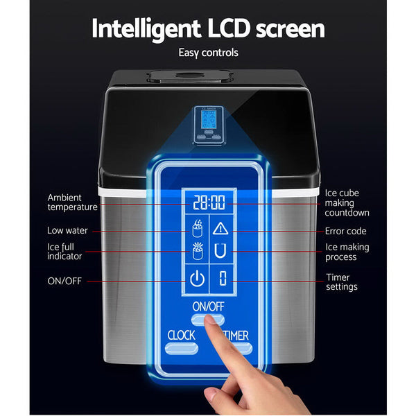 Devanti 18Kg Ice Maker Machine Stainless Steel Countertop Ice Makers